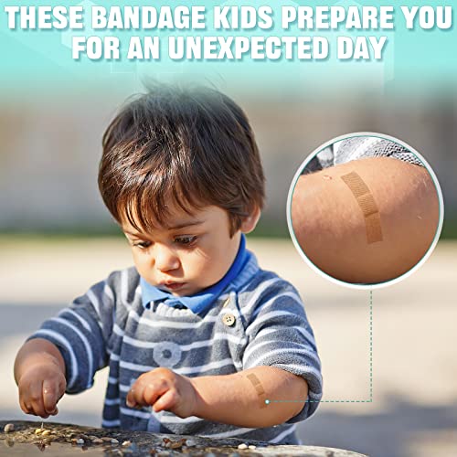 Funtery 200 Pcs Fabric Bandages 0.59" X 1.77" Rectangle Flexible Adhesive Small Face Bandages with Non Stick Pad Latex Free Oval Spot for Skin Wound Care