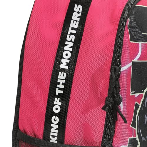 Godzilla Pink Backpack with Laptop Sleeve - Large Graphic Design - 17.5 Inch Bookbag - Pink & Black