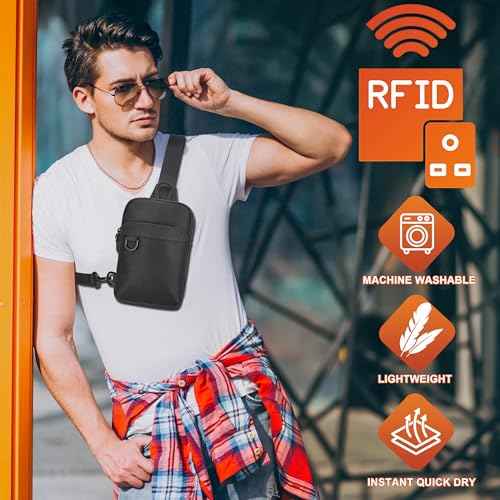 Small Sling Bag RFID Blocking Mini Crossbody Bag for Men and Women Travel Hiking Cross Body Bag