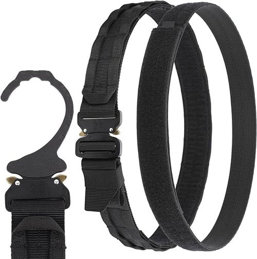 Gwild Concepts 32-41 Inches Tactical Battle Belt (Heavy Duty Belt Hanger) (Quick Release Buckle) 1.75" MOLLE and 1.5" Inner Combat Belts