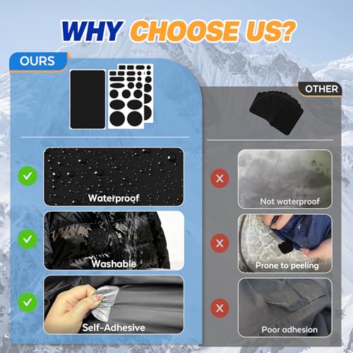 Black 9.8" x 5.9" Nylon Down Jacket Repair Patch Kit Self-Adhesive Waterproof