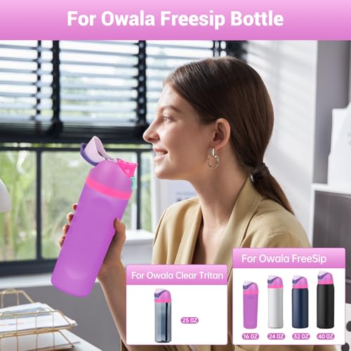 Replacement Lid for Owala Freesip, 2 PCS One Button Water Bottle Top Cap Compatible with OwalaFreesip 16oz 24oz 32oz 40oz, BPA-Free, No Water Leakage Replacement Accessories for Owala,Purple