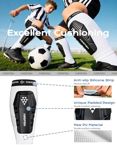 Kids Soccer Shin Guards for Youth - White Small Impact Protection