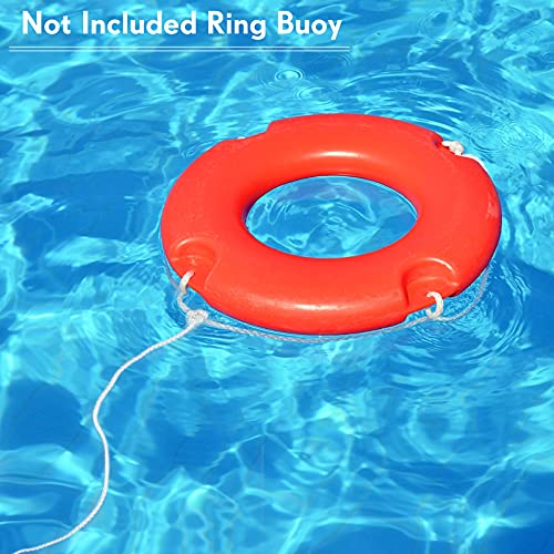 Floating Life Ring Rope with Stainless Steel Hook - White, 30m