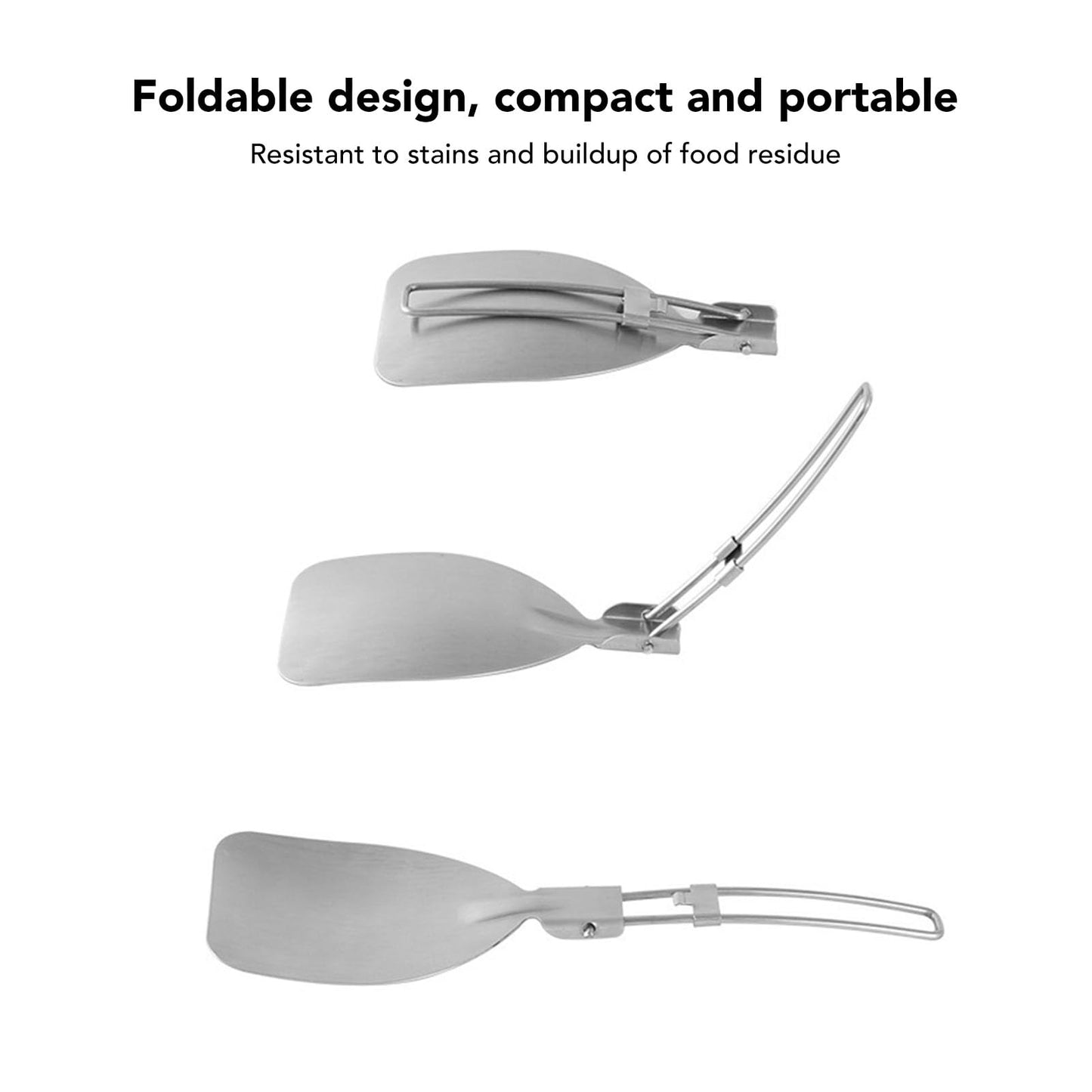 Foldable Spatula,304 Stainless Steel Turner Latch Design Cooking Spatulas Folding Frying Pan Spatula for Outdoor Camping Picnic Equipment,2 Pack