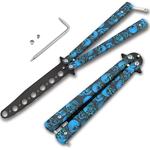 Unsharpened Skull Balisong Trainer for Flipping Practice - Stainless Steel