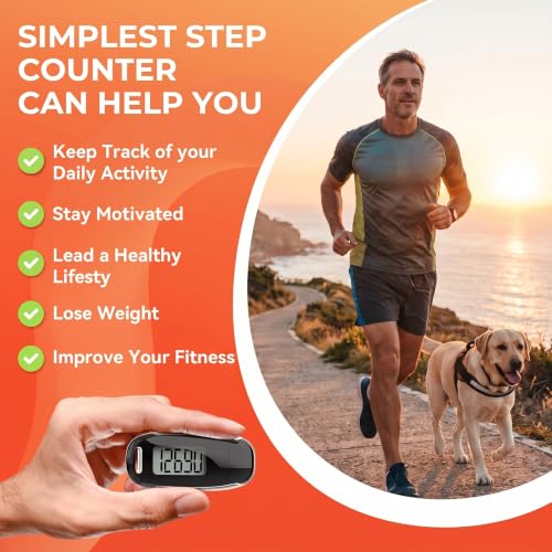 StepLify 3D Pedometer with Backlight, USB Rechargeable Step Counter