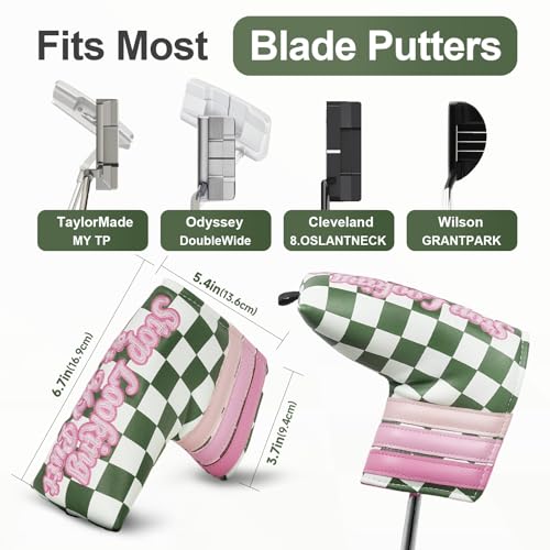 Craftsman Golf Club Head Cover for Driver Fairway Hybrid Putter Blade - Pink Checkered