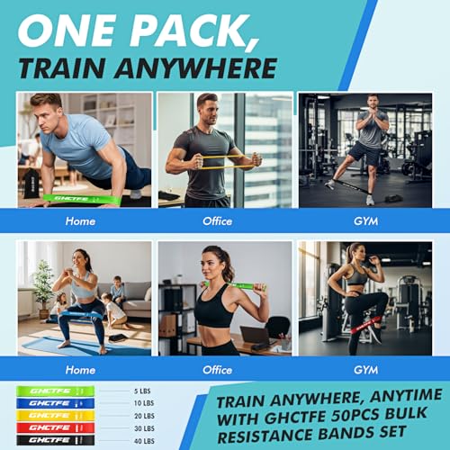 Multicolor Resistance Bands Bulk Pack for Gym, Yoga & Rehab - 50PCS