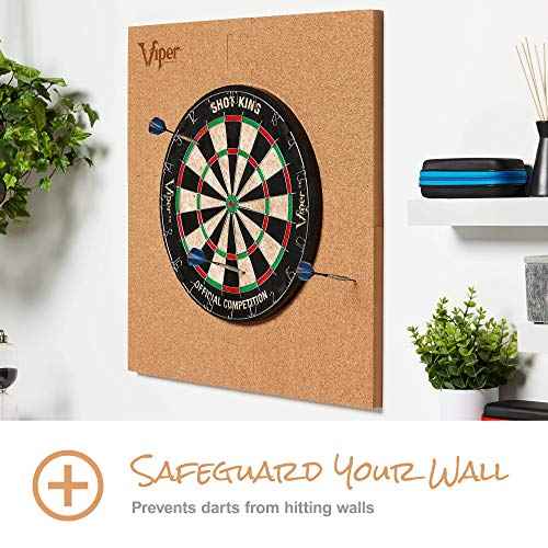 Viper Defender II Cork-Lined Dartboard Surround Reversable Wall Protector, Fits 17.75" and 18" Bristle Dartboards, Compression-Fit Tool-Free Easy Mounting, Tan, Square, 28.25" L x 28.25" W x 1" Thick