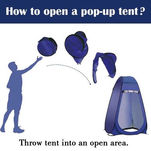 Petgin Pop Up Tent Upgrade Privacy Camping Shower Tent Portable Outdoor Sun Shelter for Outdoor Bathing Toilet Camping Biking Hiking Beach-Blue,with 5.3 Gallon Shower Bag