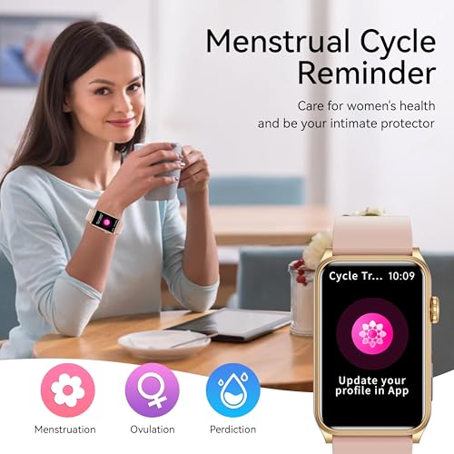 KPEP Health Fitness Watch with LED Flashlight, 24/7 Stress/Blood Pressure/SpO2/Heart Rate/Sleep Monitor, 100+ Sport Modes Calorie Counter Pedometer IP68 Waterproof Fitness Tracker for Men Women, Pink