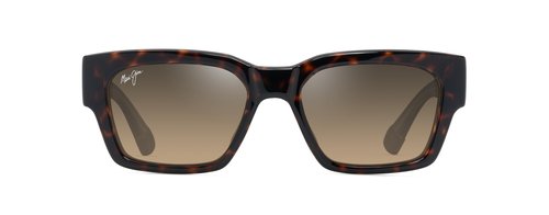 Maui Jim Kenui Rectangle Sunglasses, Shiny Dark Havana W/Trans Yllw/Hcl Bronze Polarized, Medium