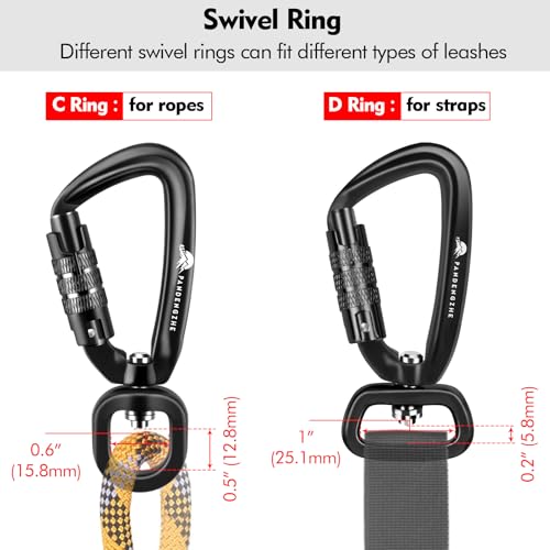 3 Pack Locking Carabiner Clip 2.5" with Swivel C Ring for Securing Pets, Dog Leash Harness, Camping, Hiking, Keychains