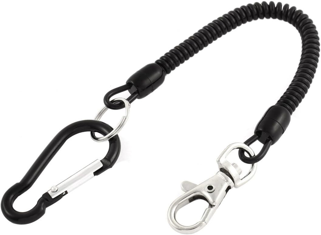uxcell Carabiner Hook Coil Lanyard Spring Key Chain w Lobster Clasp