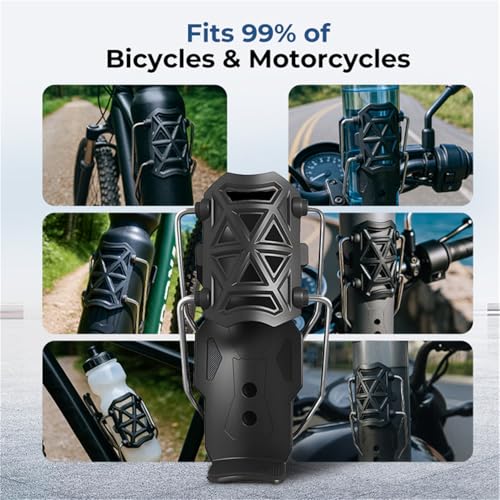 Adjustable Handlebar Cup Holder for Bicycle Motorcycle Scooter Marine Black A