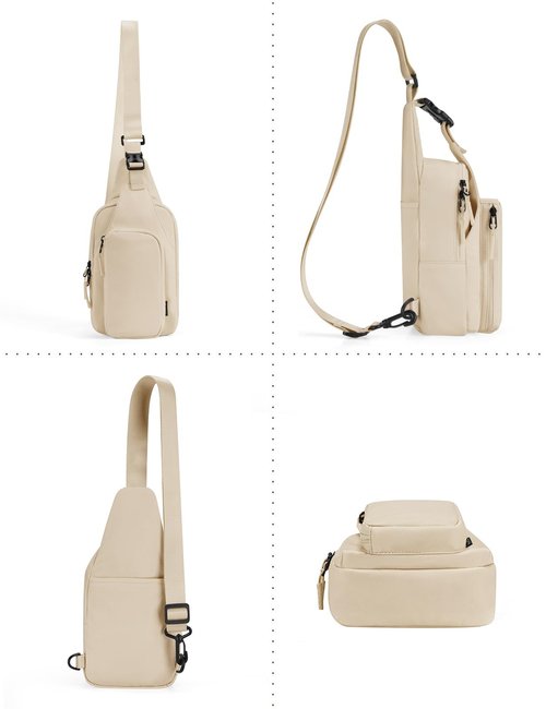 baleaf Small Sling Bag Women Crossbody Backpack Adjustable Strap Shoulder Chest Daypack Casual Traveling Hiking Daily White