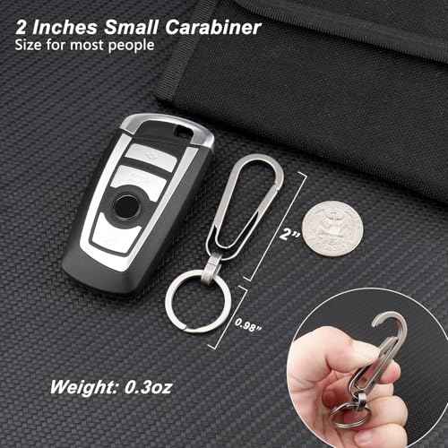 Titanium Carabiner Keychain Clip with Key Ring, 2 Inch Small Heavy Duty Key Clip, Belt Clip for Keys