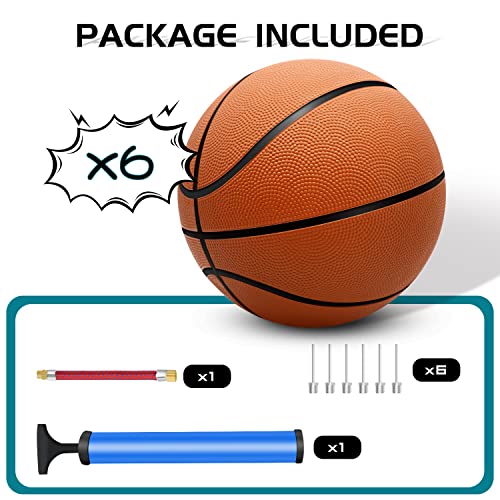 6 Pack 29.5 Inch Official Size Basketballs with Pump - Indoor & Outdoor Use