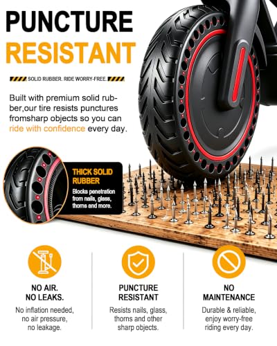 Solid Scooter Tires 8.5x2.0 Red Pattern - Flat-Free 2 Pack
