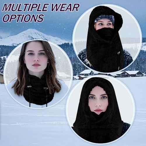 Balaclava Winter Ski Mask for Men Women,Winter Face Masks Drawstring Windproof Hooded Scarf Face Cover Hat Coldproof Warm Cap