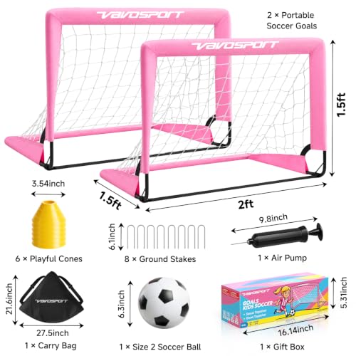 Pink Mini Toddler Soccer Goal Set 2 Pack 2x1.5 ft Backyard Kids Sports