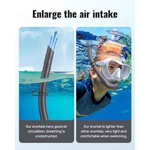 W WSTOO Adults Diving Snorkel Breathing Tube Silicone Flexible Foldable Snorkel Anti-Drop for Freediving Swim Training,Diving and Scuba Diving,Easy to Carry for Travel