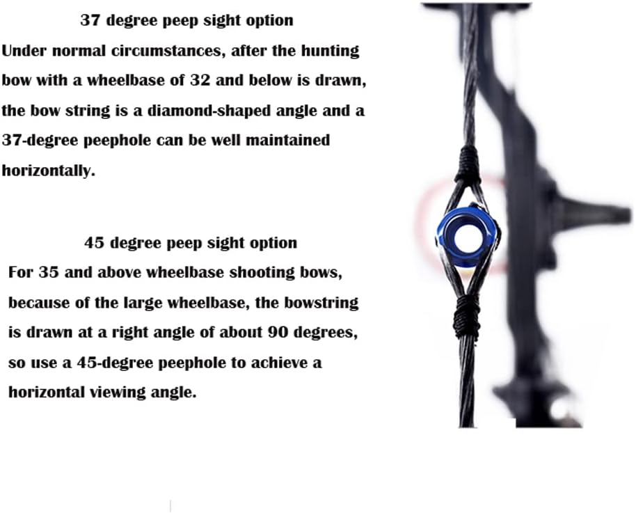 37/45 Degree Aluminum Hooded Peep Sight Compound Bow Housing Aperture Kit with 3 Size inner Core