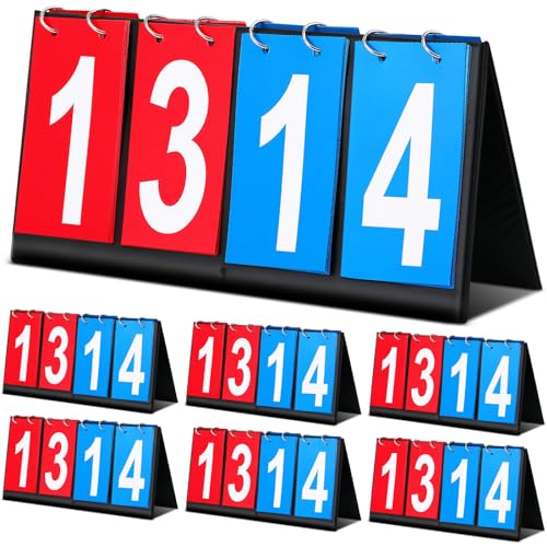 Hiboom Portable Scoreboard Flipper Set - 6 Count 4 Digit Tabletop Score Keeper