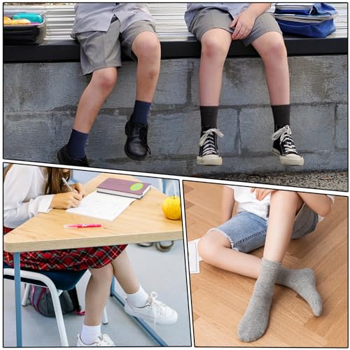 Kids Crew Socks 6 Pack for Girls and Boys School Uniform Soft Cotton Seamless Toe