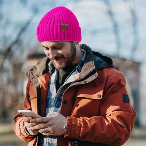 Unisex Satin Lined Beanie Warm Winter Hat Silk Lined Beanie for Women Men Knit Slouchy Hat