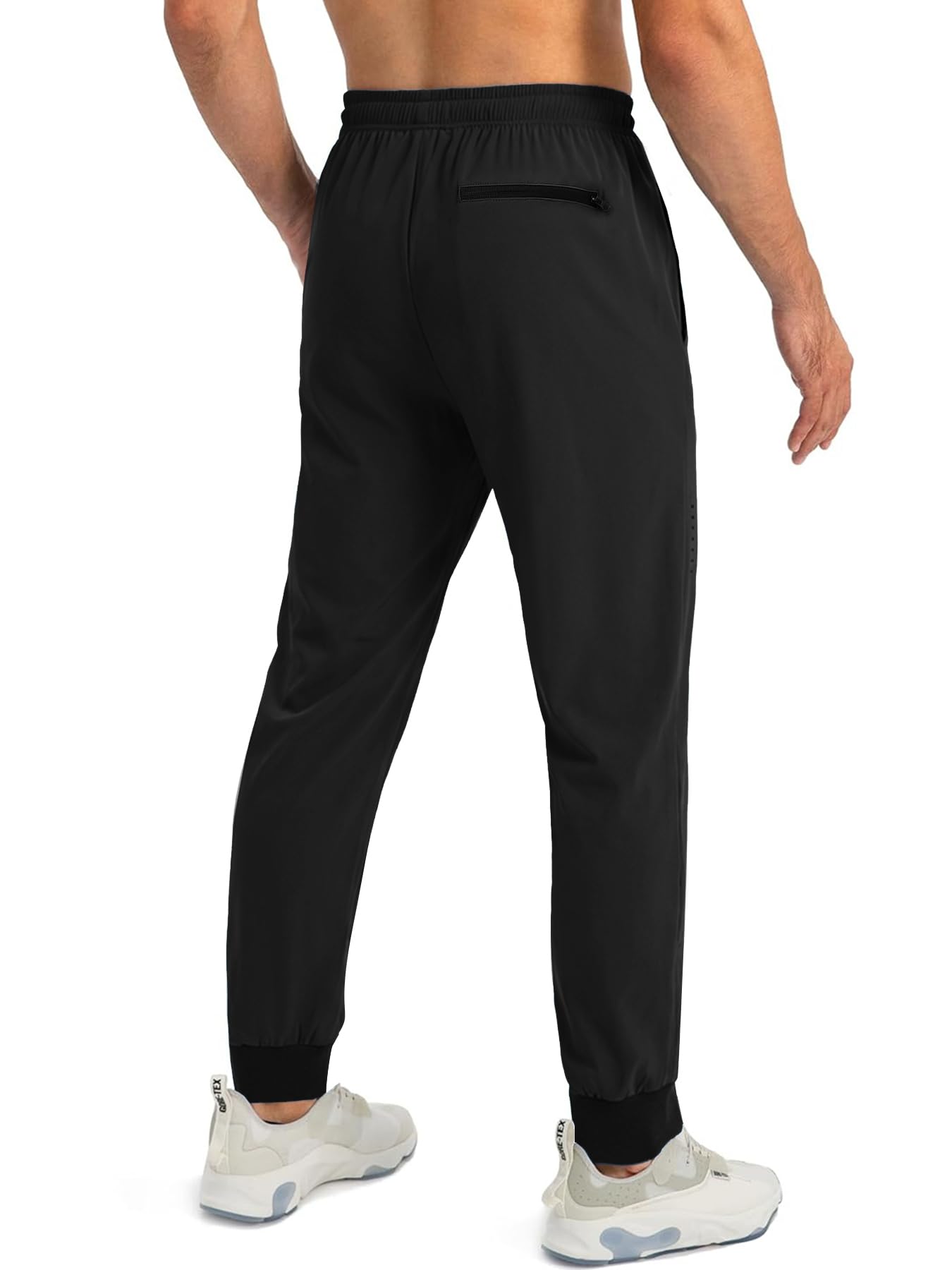 Auxo Men's Workout Pants with Zipper Pockets Tapered Breathable Sweatpants for Casual Gym Running Jogger Track Pants Black S