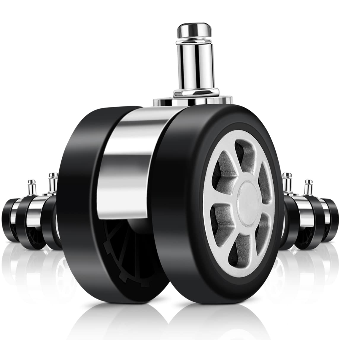 Replacement Office Chair Wheels, Caster Desk Chair Wheels, Rolling Wheels for Office Chair, Chair Rollers Casters, Chair Casters for Hardwood Floors, 5 Set Chair Casters Safe for All Floors.