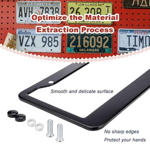 Matte Black License Plate Frames - Airxwills License Plate Covers, 2 Packs Universal Aluminum Tag Frame for License Plate for Front and Rear Car Tag.