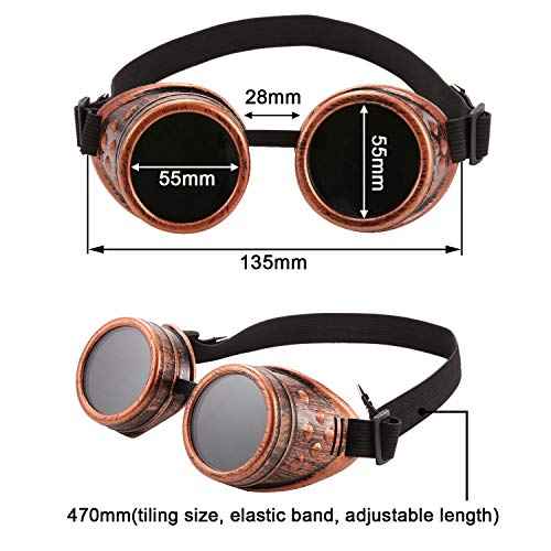 Frienda 6 Pcs Retro Steampunk Goggles Mad Scientist Style Goggles Victorian Sunglasses Black Punk Glasses Cosplay
