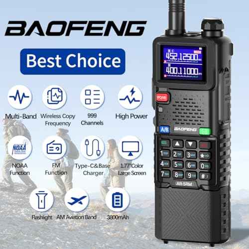 Baofeng Radio Ham Radio Long Range 5RM 10W Handheld NOAA Weather Radio 3800mAh Rechargeable Walkie Talkies for Adults with Programming Cable,USB-C Charging for Hunting Survival Gear,2 Pack