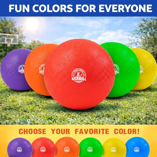 8.5 Inch Kickball Set - Multicolor Dodgeballs 6 Pack for Kids & Outdoor Play