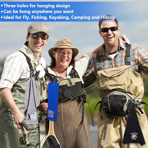 3 Pcs Fishing Towels with Clip Soft Embroidered Fishing Towel Effective Cleaning of Fishing Gears Dirty Hands Boat Towels 16 x 16¡± Absorbent Fishing Hand Towel for Men Women Camping Hiking Fly Fishing