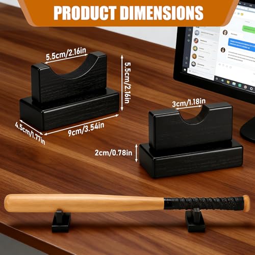 TOBWOLF Baseball Bat Display Stand - Black Desktop Horizontal Holder - Variation of This Listing
