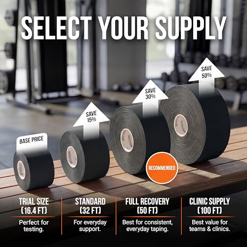 Waterproof Precut Kinesiology Tape Roll - 2x16.4ft Support, Black