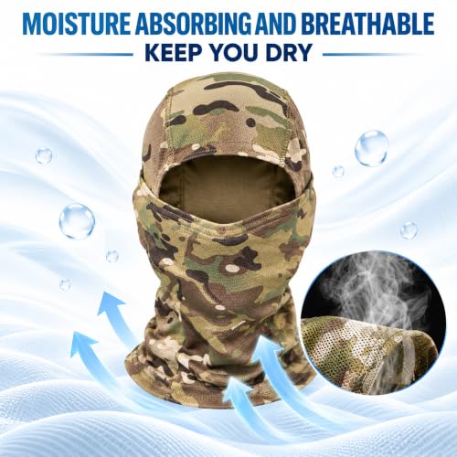 Balaclava Ski Mask for Men Women UV Protection Camo Face Cover - One Size, A16-6pc