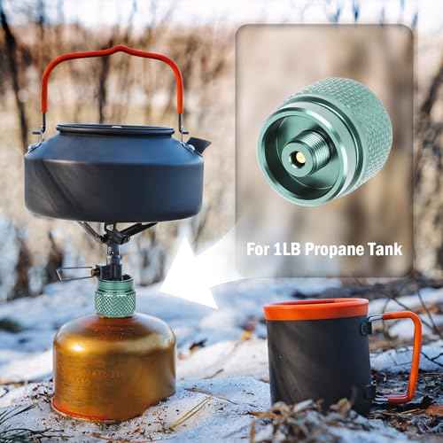 2pcs Camping Stove Adapter Propane to Butane Adapter Gas Converter 16 oz Propane Tank Input EN417 Valve Output Camp Fuel Refill Adapter for Backpacking & Hiking£¨Ink Green)