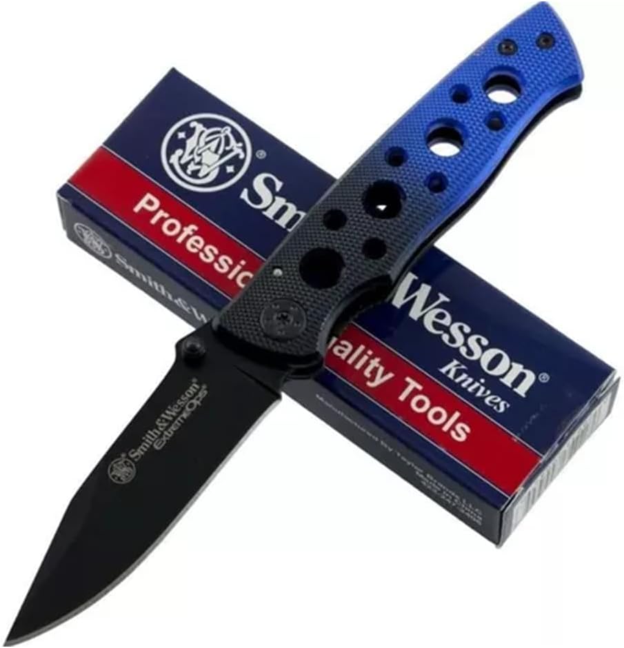 Smith & Wesson Extreme Ops CK111S 7.3in S.S. Folding Knife with 3.1in Serrated Clip Point Blade and Aluminum Handle for Outdoor, Tactical, Survival and EDC