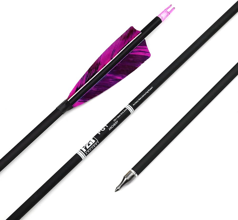 31-Inch Carbon Arrows Target Practice Hunting Arrow with 4" Shield Fletching spine 500 Arrows for Recurve Bow LongBow Compound Bow(Pack of 6)