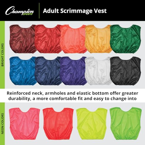 Unisex Mesh Practice Scrimmage Vest - Adult Regular / Red, Pack of 12