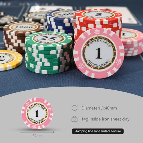 14g Clay Poker Chips Set of 125 Denominations Casino Chips for Poker & Blackjack