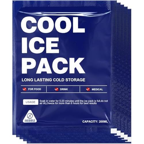 Food Ice Packs for Coolers, 24H Cooling Leakproof | Frozen Food Shipping & Lunch Boxes Reusable Cold Packs | Slim Long-Lasting Gel Freezer Packs Coolers Accessories for Beach, Travel, Camping