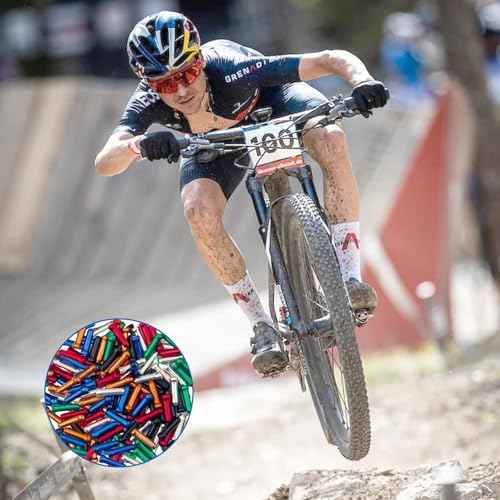 100PCS Bike Cable End Caps, 6 Color Bicycle Cable End Caps for Road Mountain, Bike Cable Tips (Red Yellow Blue Black Green Sliver)