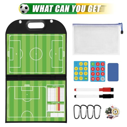 Soccer Coaching Board Kit - Foldable Magnetic Tactical Display with Carry Handle
