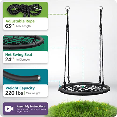 Sorbus 24 Inch Heavy-Duty Outdoor Net Swing Seat for Kids